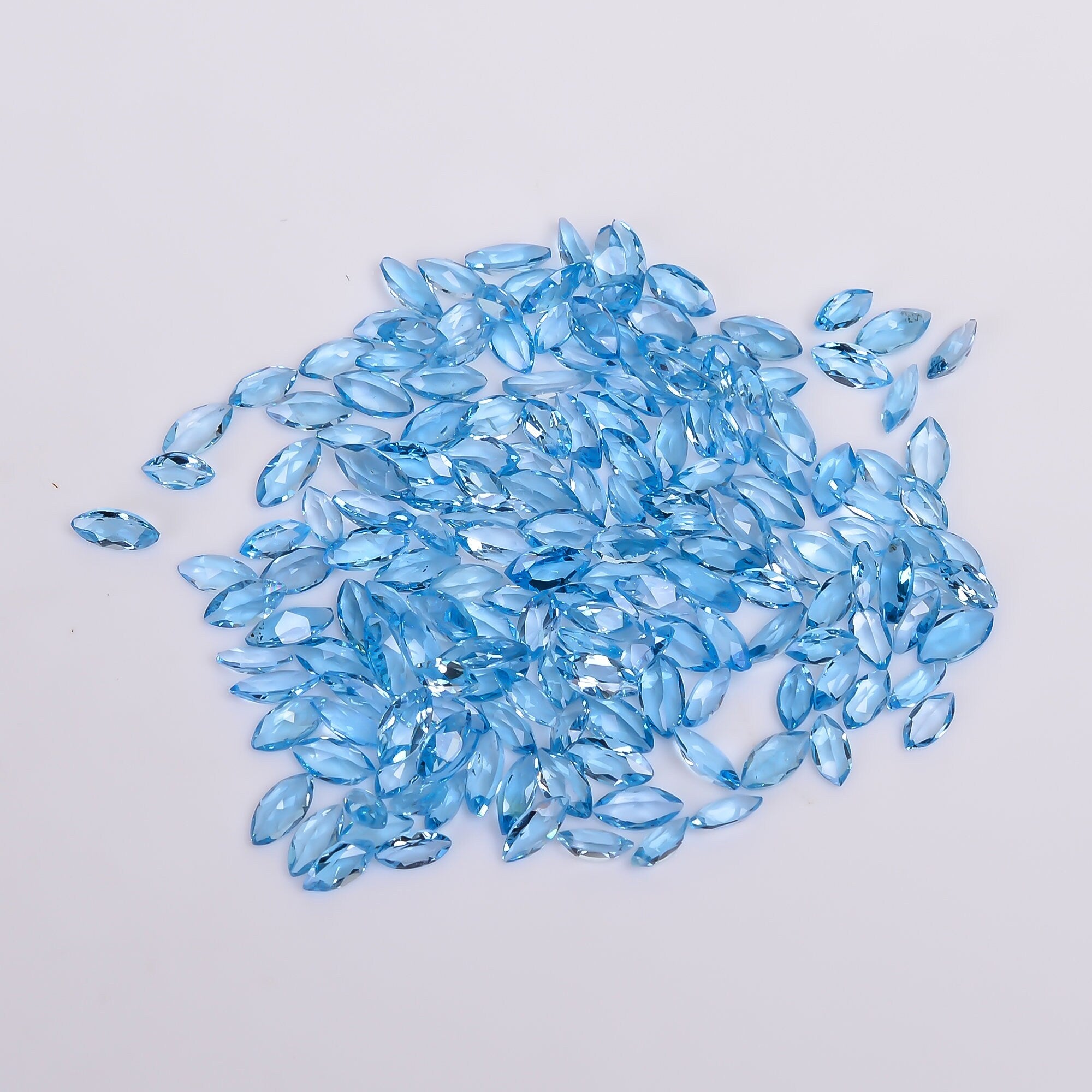 natural blue topaz marquise shape cut stone loose gemstone lot